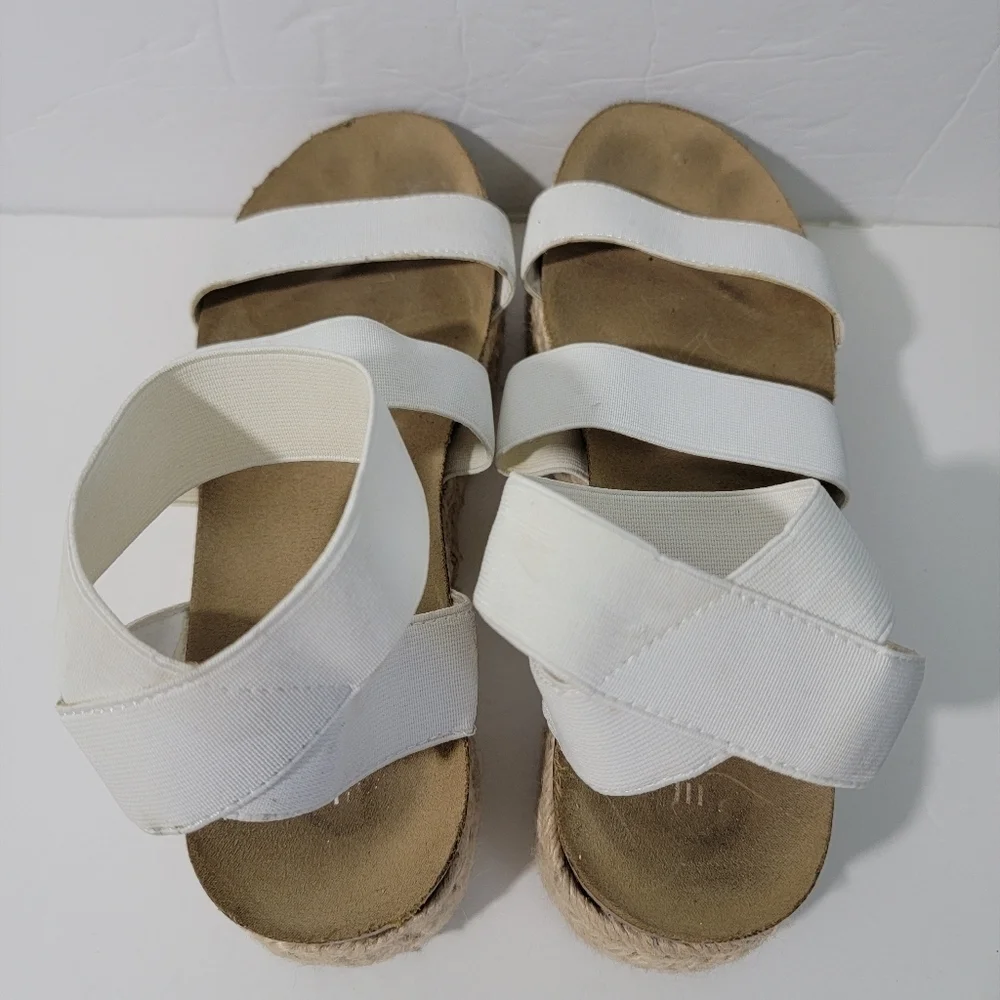 ESPRIT GIGI White Jute Espadrille Wrapped Ankle Strap Slip-On Sandals Sz 8M
